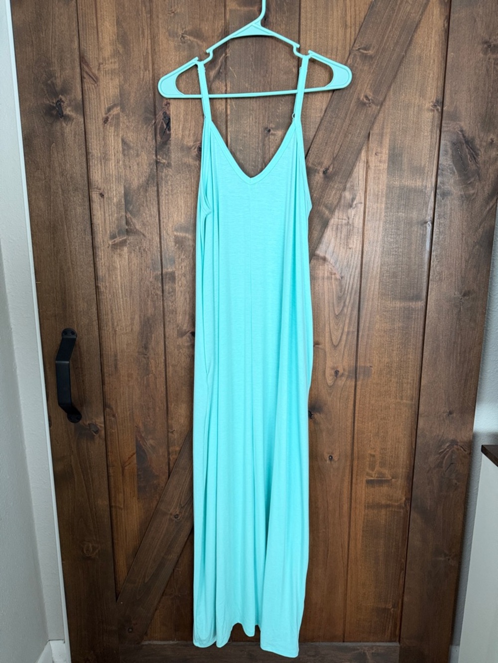 Zenana Outfitters Light Aqua V-Neck Maxi Slip Dress